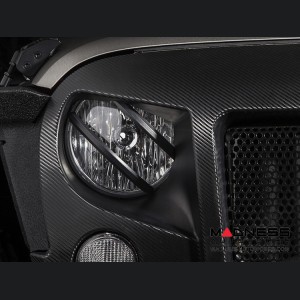 Jeep Wrangler JK Pivotal Headlight Euro Guards - Black