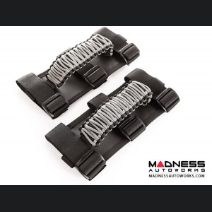 Jeep Wrangler JL Para cord Grab Handles - Grey on Black - Pair