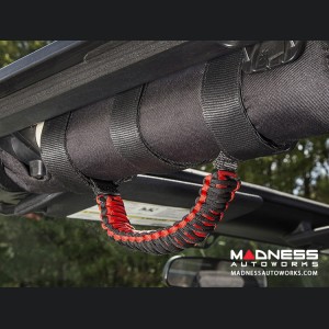 Jeep Wrangler TJ Para cord Grab Handles - Red on Black - Pair