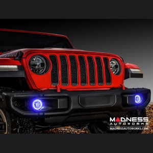 Jeep Wrangler JK Surface Mount Fog Light Halo Kit - Blue LED