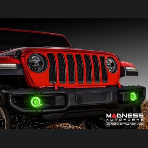 Jeep Wrangler JK Surface Mount Fog Light Halo Kit - Green LED