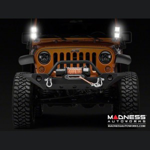 Jeep Wrangler JK Square Dual Beam LED Lights w/A-Pillar Mounting Brackets - 3"