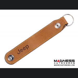 Jeep Keychain - Brown Leather Band w/ Embossed Jeep Logo