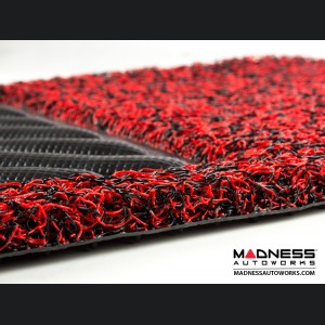 Jeep Renegade All Weather Floor Mats - Front + Rear - Rubber Woven Carpet - Red + Black 