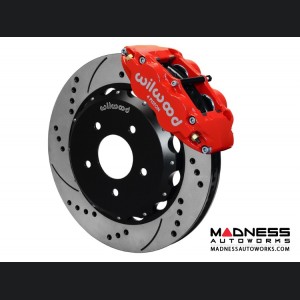 Jeep Wrangler JK Brake Conversion Kit - 14" Rotors - Wilwood Superlite 4R 4 Piston Front Brake Upgrade Kit (Red Powder Coated Calipers / SRP Drilled & Slotted Rotors)