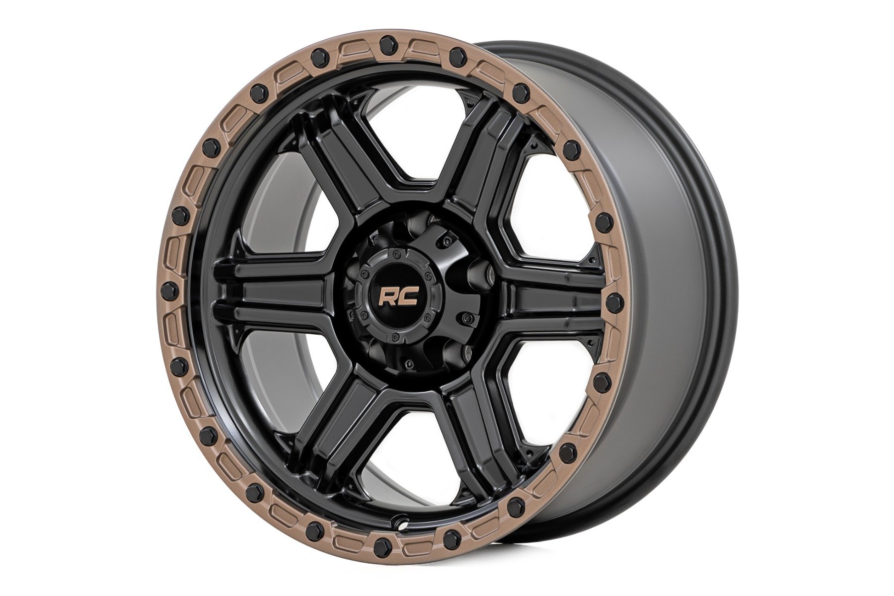 Custom Wheel 79 Series Wheel - One-Piece - Semi Gloss Black w/ Bronze Ring | 17x8.5 | 5x5.0 | 0mm - Rough Country