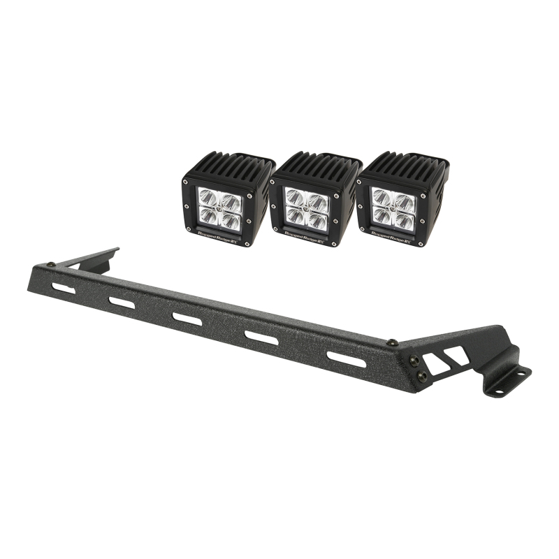 Jeep Wrangler JK LED Light Bar Kit - Hood Mounted - Rugged Ridge - 3 Square LED - Black - `07-`18