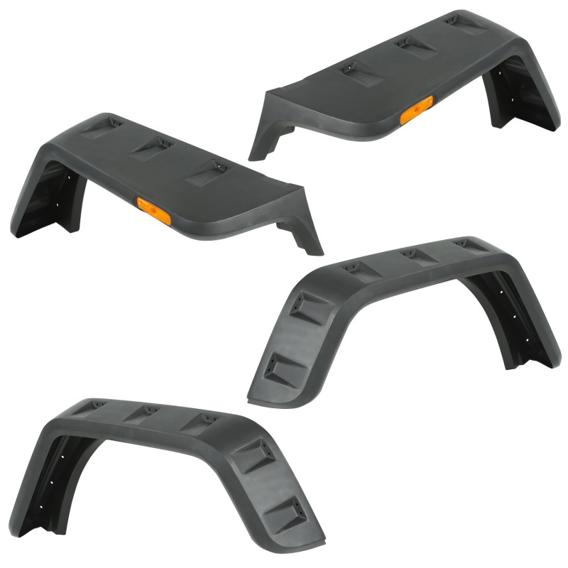 Jeep Wrangler JK Fender Flare Kit - Rugged Ridge - Hurricane - Smooth Black - `07-`18