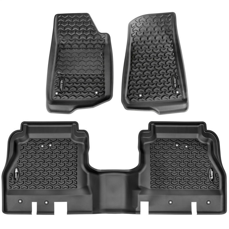 Jeep Gladiator Floor Liner Kit - Front/Rear - Rugged Ridge - All Terrain - Black - `20-`21