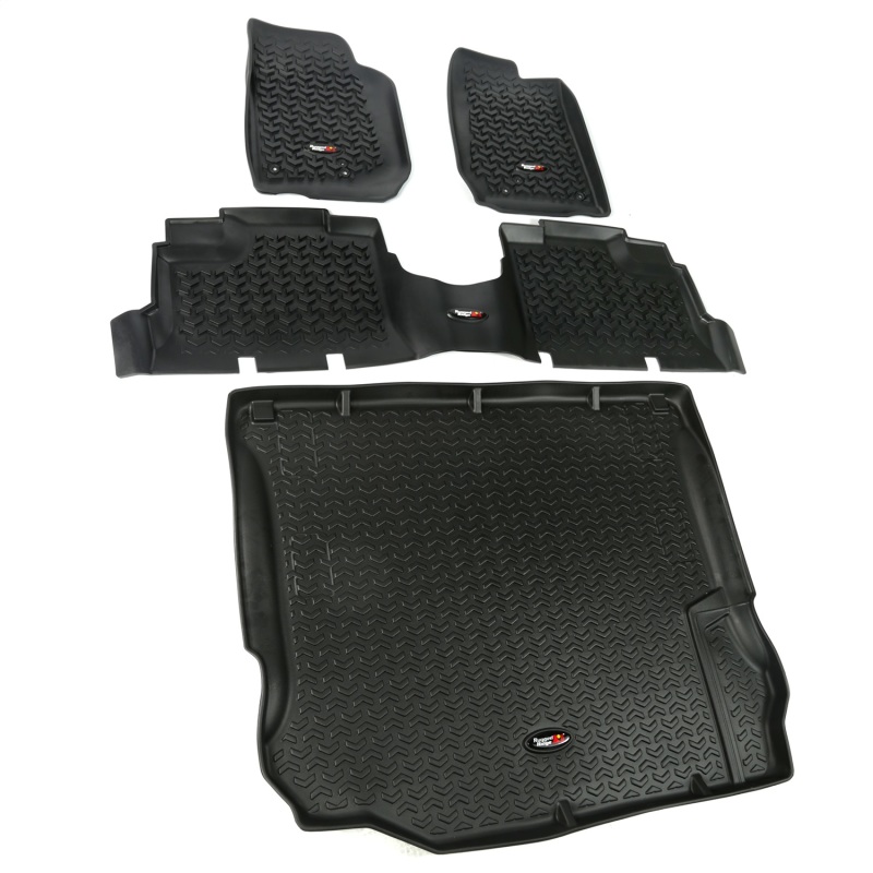 Jeep Wrangler JK Floor Liner Set - Front/Rear/Cargo - Rugged Ridge - All Terrain - Black - `11-`18