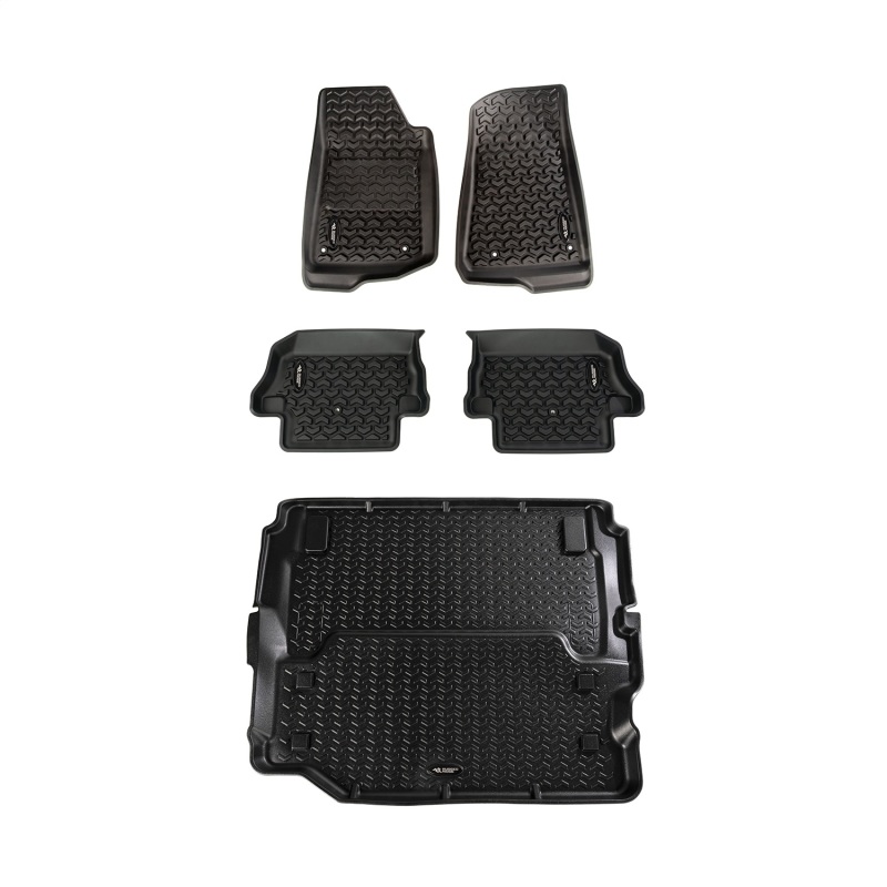 Jeep Wrangler JL Floor Liner Kit - Front + Rear + Full Cargo - Rugged Ridge - All Terrain - Black - `18-`21