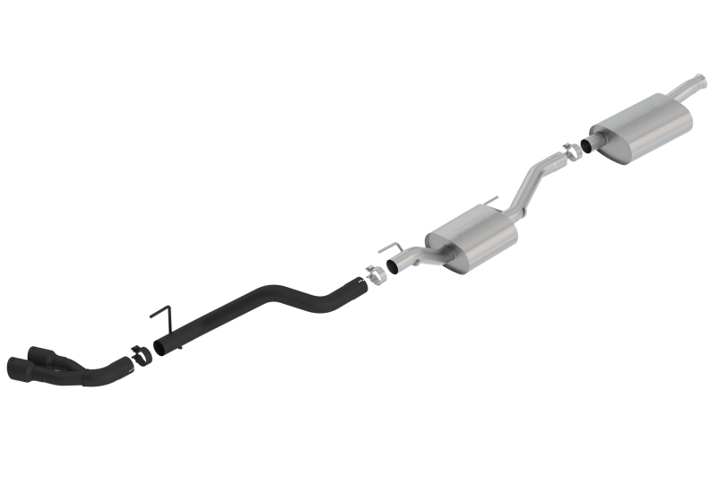 Jeep Gladiator Performance Exhaust - Borla - Cat Back Touring w/ Dual Black Tips - Black - 3.6L V6 - `20-`23
