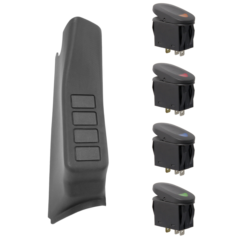 Jeep Wrangler JK Switch Pod Kit - A-Pillar - Rugged Ridge - RHD - Black - `11-`18