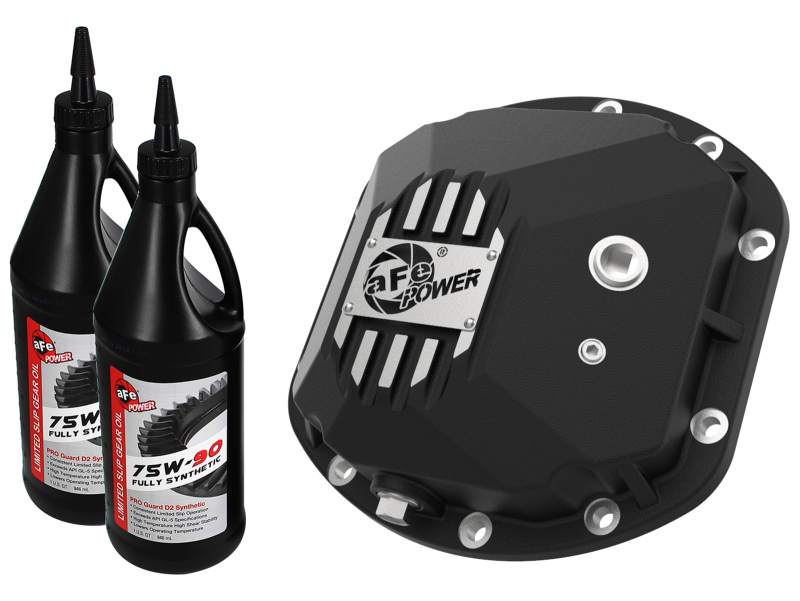 Jeep Wrangler JK Front Differential Cover - Front - aFe - Street Series w/ Machined Fins & Gear Oil - Black - `97-`18
