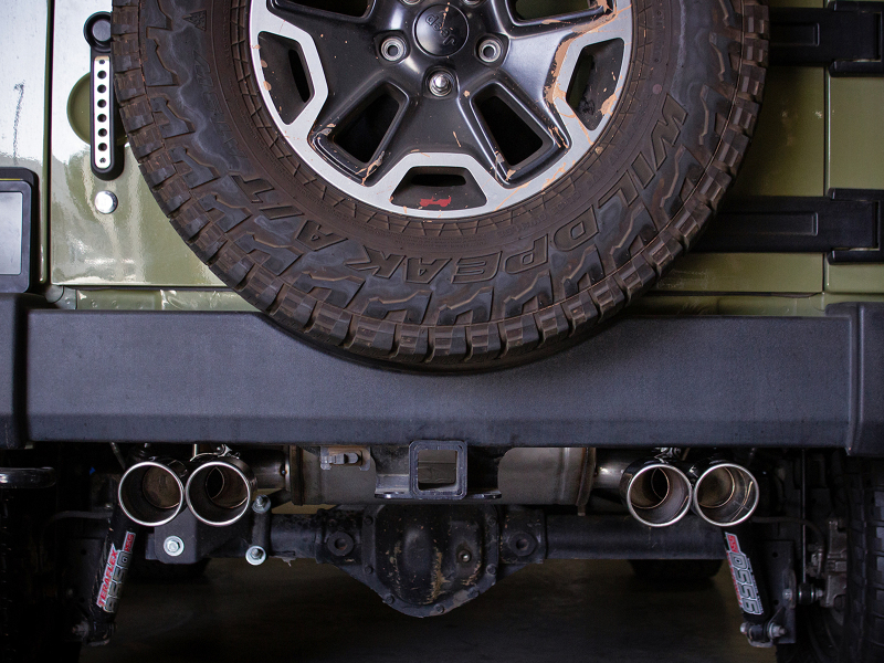 Jeep Wrangler JK Exhaust Axle Back - Rear - aFe - Vulcan Series 2.5in 304 SS - Polished - V6-3.6/3.8L - `07-`18