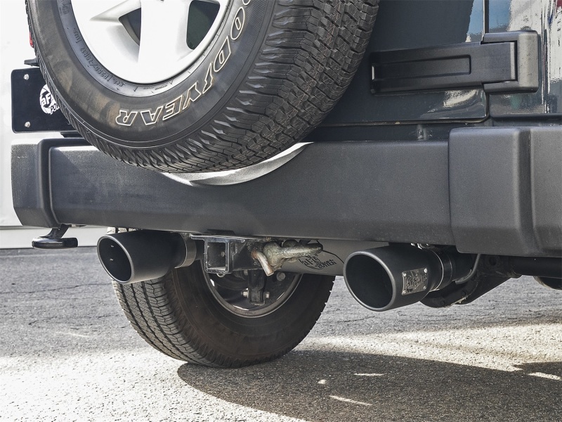 Jeep Wrangler JK Exhaust Axle Back - Rear - aFe - Rebel Series - Black - V6 3.6L/3.8L - `07-`18