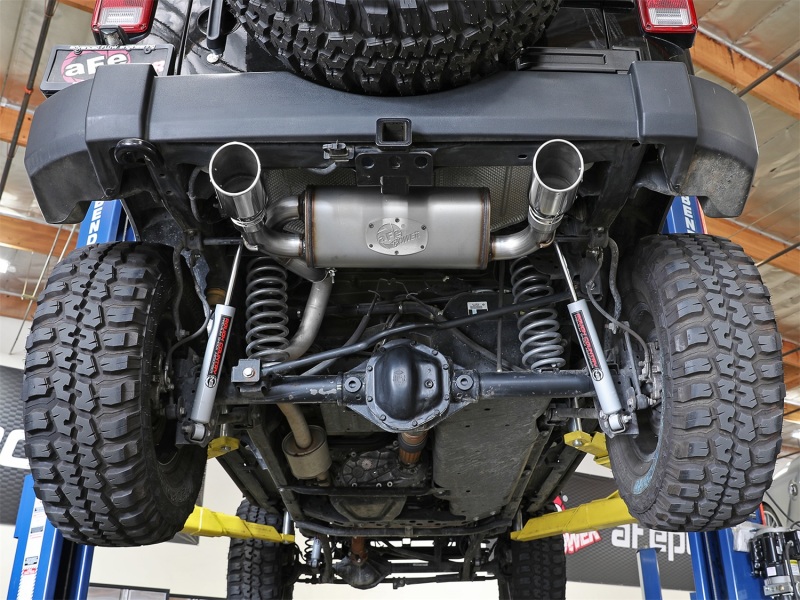 Jeep Wrangler JK Axle-Back Exhaust - Rear - aFe - Rebel Series 2.5in 409 SS - Polished - 3.6L/3.8L - `07-`18