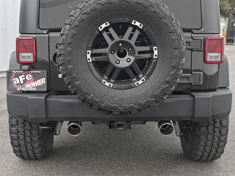 Jeep Wrangler JK Axle-Back Exhaust - Rear - aFe - Rebel Series 2.5in 409 SS - Polished - 3.6L/3.8L - `07-`18