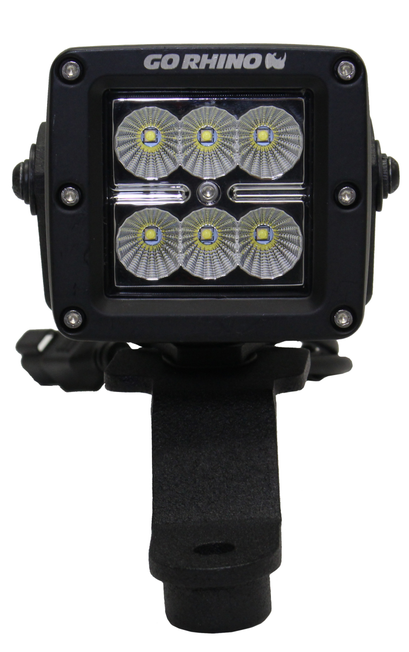 Jeep Gladiator Light Mounts - Windshield Cowl - Go Rhino - Single 3x3 LED Cube - Textured Black - `18-`20
