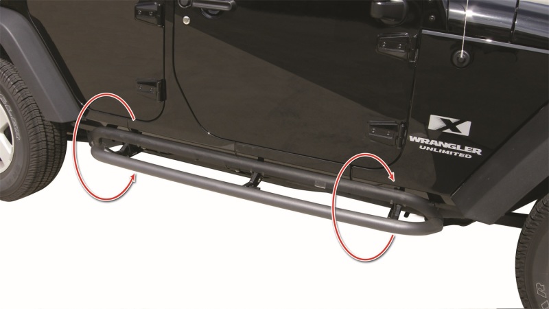 Jeep Wrangler JK Side Bar Rockerguard Step - Rampage - Black - `07-`18