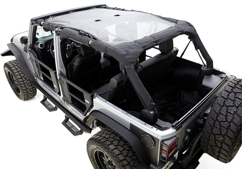 Jeep Wrangler JK California Brief Top - Front + Rear - Rampage - Extended Brief, Mesh - Black - `07-`18