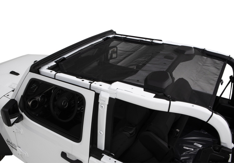 Jeep Wrangler JL Mesh Shade Top - Front And Rear - Rampage - Black - `18-`21