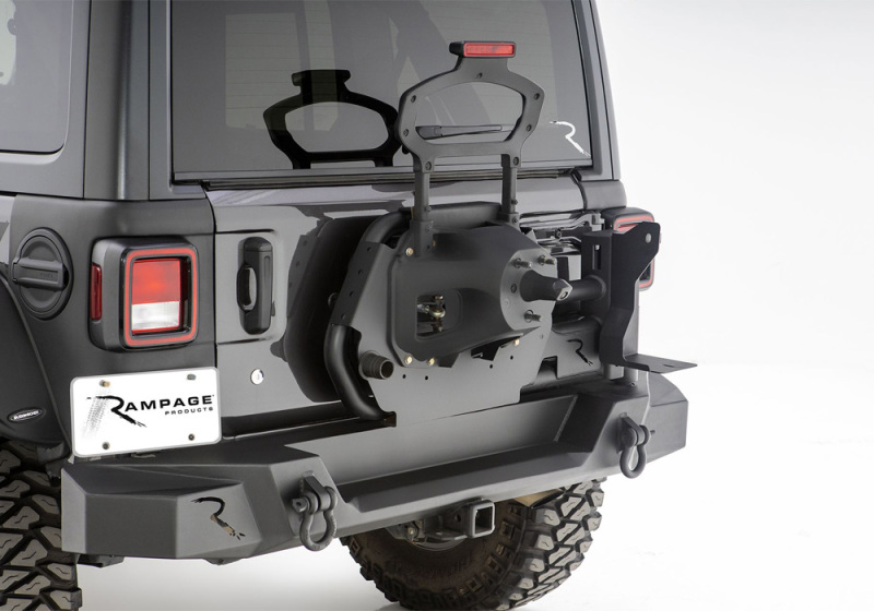 Jeep Wrangler JL Tire Carrier - Rear - Rampage - Modular - Black - `18-`21