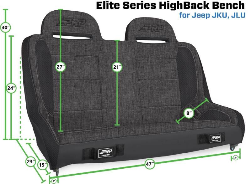 Jeep Wrangler JL Elite Series Rear Suspension Bench Seat - Rear - PRP Seats - Elite Series - 2018