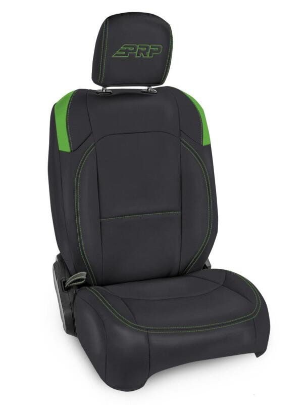 Jeep Wrangler JL Front Seat Covers - Front - PRP Seats - Pocket Back - Black/Green - 2018