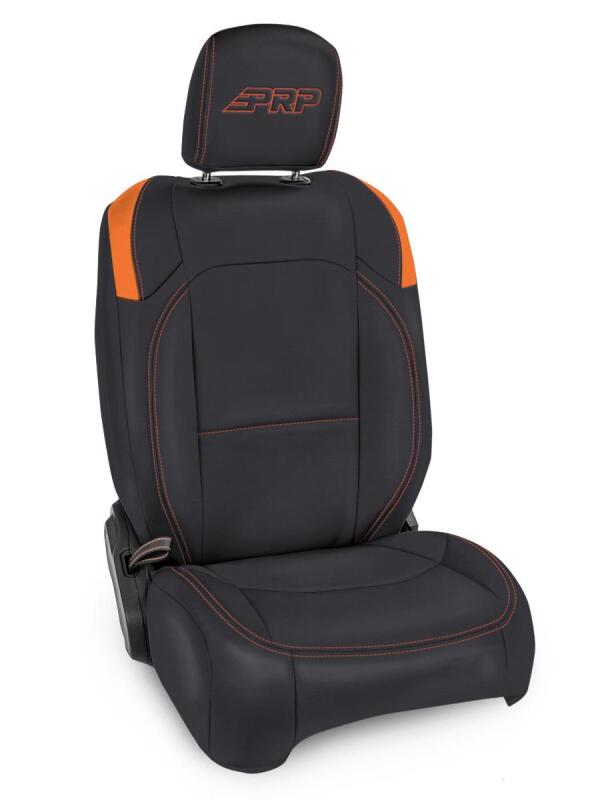 Jeep Wrangler JL Front Seat Covers - Front - PRP Seats - Molle Back - Black/Orange - 2018