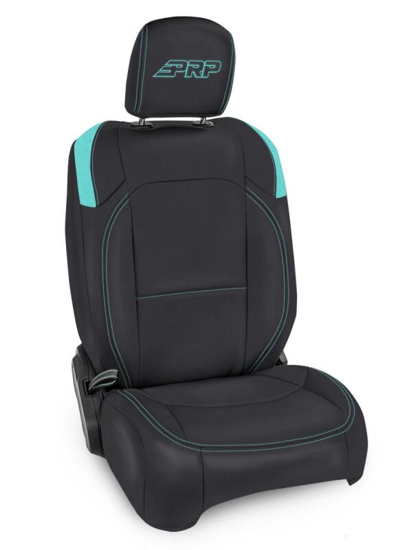 Jeep Gladiator Front Seat Covers - PRP Seats - Molle Back - Black/Teal - 2020+