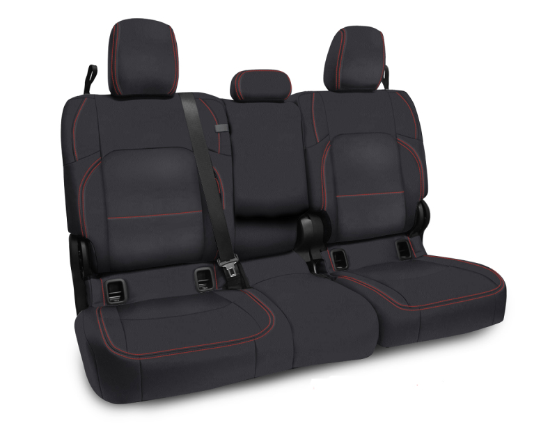 Jeep Gladiator Bench Cover - Rear - PRP Seats - Leather Interior, w/ Fold Down Arm Rest - Black with Red Stitching - `20-`22