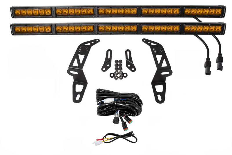 Jeep Gladiator LED Light Bar Kit - Front - Diode Dynamics - SS30 Stage Series 30 - Amber - `18-`21