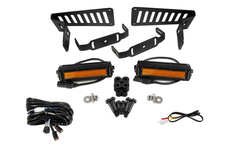 Jeep Gladiator LED Light Bars - Cowl - Diode Dynamics - SS6 Cowl LED Bracket Kit - Amber Flood - Amber - `18-`21