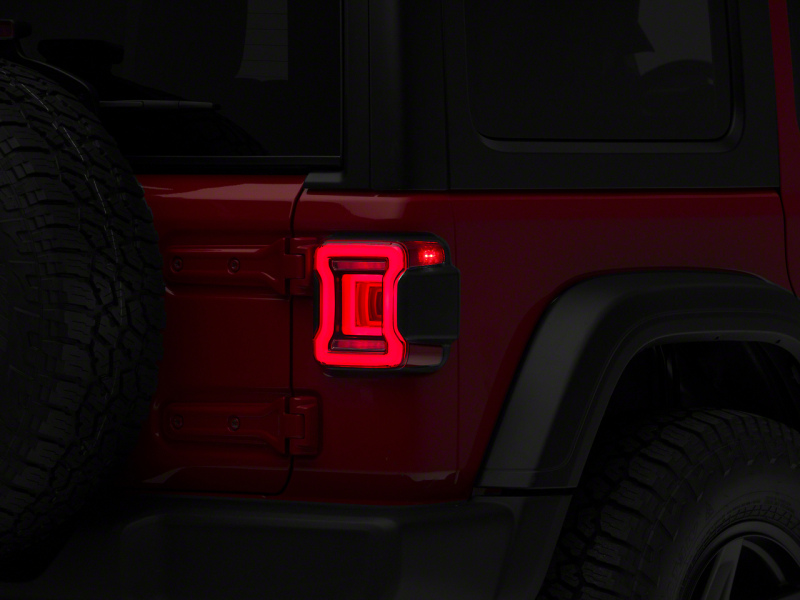Jeep Wrangler JL LED Tail Lights - Raxiom - Horizon - Black Housing, Red Lens - `18-`23