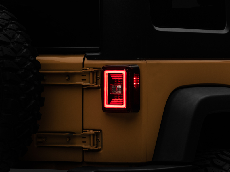 Jeep Wrangler JL LED Taillights - Raxiom - Black Housing - Red Lens - `07-`18