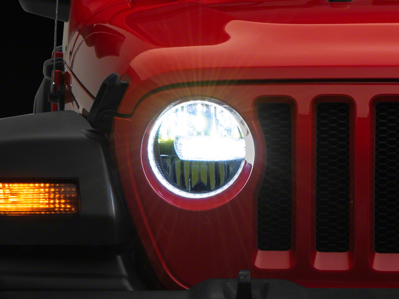 Jeep Gladiator LED Headlights - Raxiom - Axial Series 9-In LED, Clear Lens - Black - `18-`23