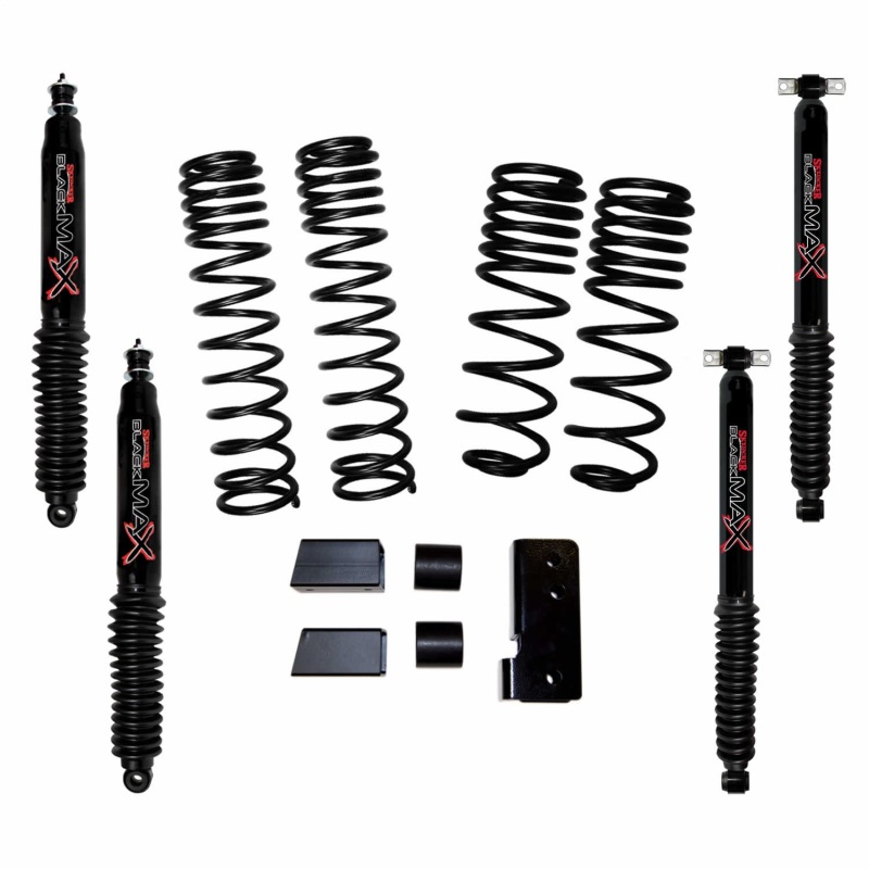 Jeep Wrangler JK Long Travel Kit - Front + Rear - Skyjacker - 2in-2.5in Lift Kit w/Black Max Shocks - Black - `07-`18