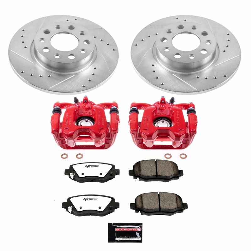 Jeep Renegade Brake Kit - Rear - Slotted/ Drilled Rotors + Carbon Fiber Ceramic Pads + Calipers - Powerstop - Z36 Heavy Duty Towing Version