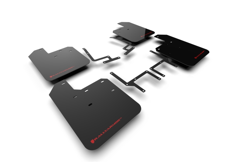 Jeep Wrangler JL Mud Flap - Rally Armor - UR Black Flap/Red Logo - Black - `18-`22