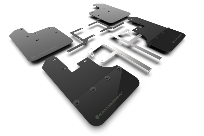 Jeep Gladiator Mud Flap - Rally Armor - UR Black with Army Green Logo - Black - `19-`25