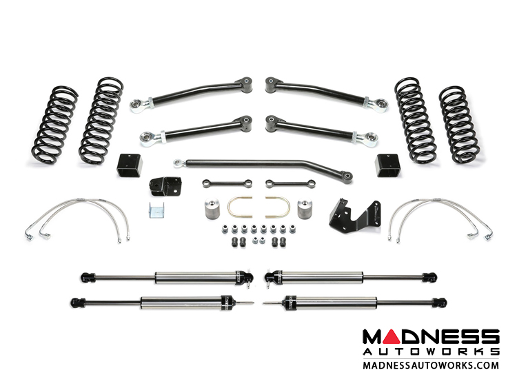 Jeep Wrangler 5" Long Travel Trail System w/ 2.25 Non Resi Dirt Logic Shocks by FABTECH - 2 Door JK (Short Arm)