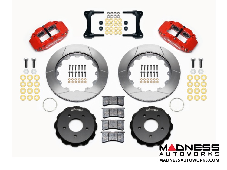 Jeep Wrangler JK Brake Conversion Kit - 14" Rotors - Wilwood Superlite 4R 4 Piston Front Brake Upgrade Kit (Red Powder Coated Calipers / GT Slotted Rotors)