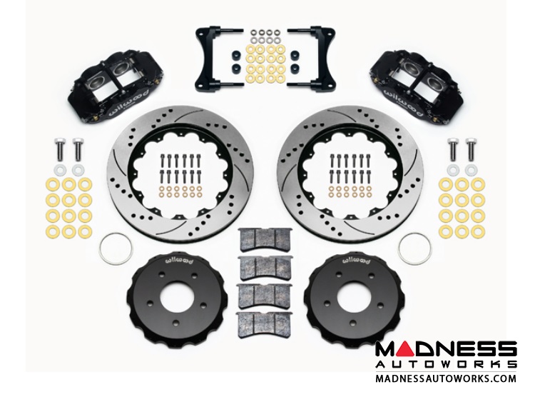 Jeep Wrangler JK Brake Conversion Kit - 12.88" Rotors - Wilwood Superlite 4R 4 Piston Front Brake Upgrade Kit (Black Powder Coated Calipers / SRP Drilled & Slotted Rotors)