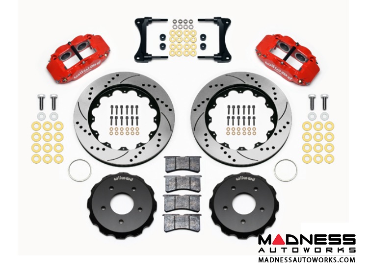 Jeep Wrangler JK Brake Conversion Kit - 14" Rotors - Wilwood Superlite 4R 4 Piston Front Brake Upgrade Kit (Red Powder Coated Calipers / SRP Drilled & Slotted Rotors)