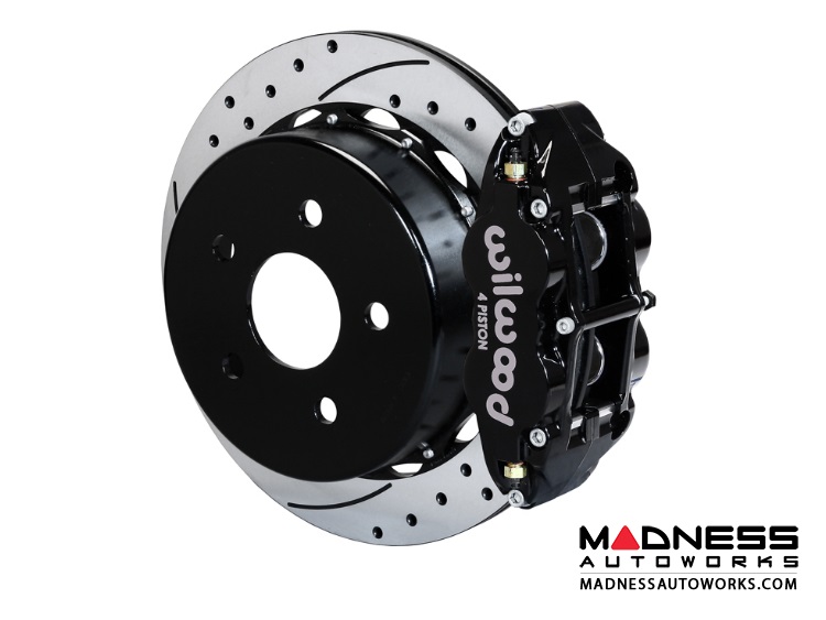 Jeep Wrangler JK Brake Conversion Kit - 14" Rotors - Wilwood Superlite 4R 4 Piston Rear Brake Upgrade Kit (Black Powder Coated Calipers / SRP Drilled & Slotted Rotors)